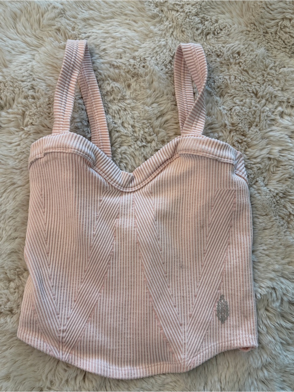 Free People Blush Pink Ribbed Bustier Cami